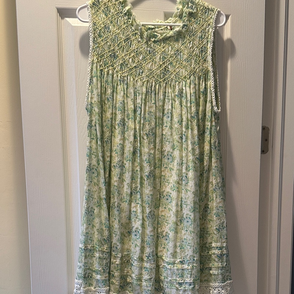 Free People Green Floral Mini Dress